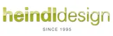 Logo für heindldesign, ein Unternehmen, das seit 1995 tätig ist. Das Logo zeigt grünen Text.