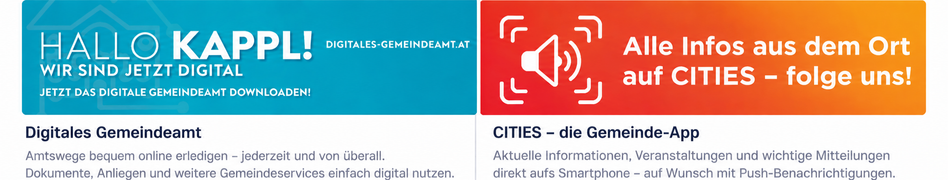 Eine digitale Werbung für ein Gemeindeamt, die Nutzer ermutigt, eine digitale Gemeindeamt-App herunterzuladen.