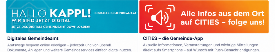 Eine digitale Werbung für ein Gemeindeamt, die Nutzer ermutigt, eine digitale Gemeindeamt-App herunterzuladen.