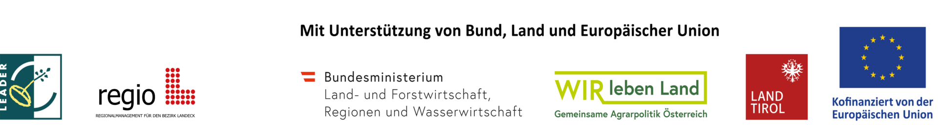 Ein Werbebanner mit dem Text 'Mit Unterstützung von Bund, Land und Europäischer Union' und Logos für das Bundesministerium für Ernährung und Landwirtschaft und eine gemeinsame Agrarpolitik.