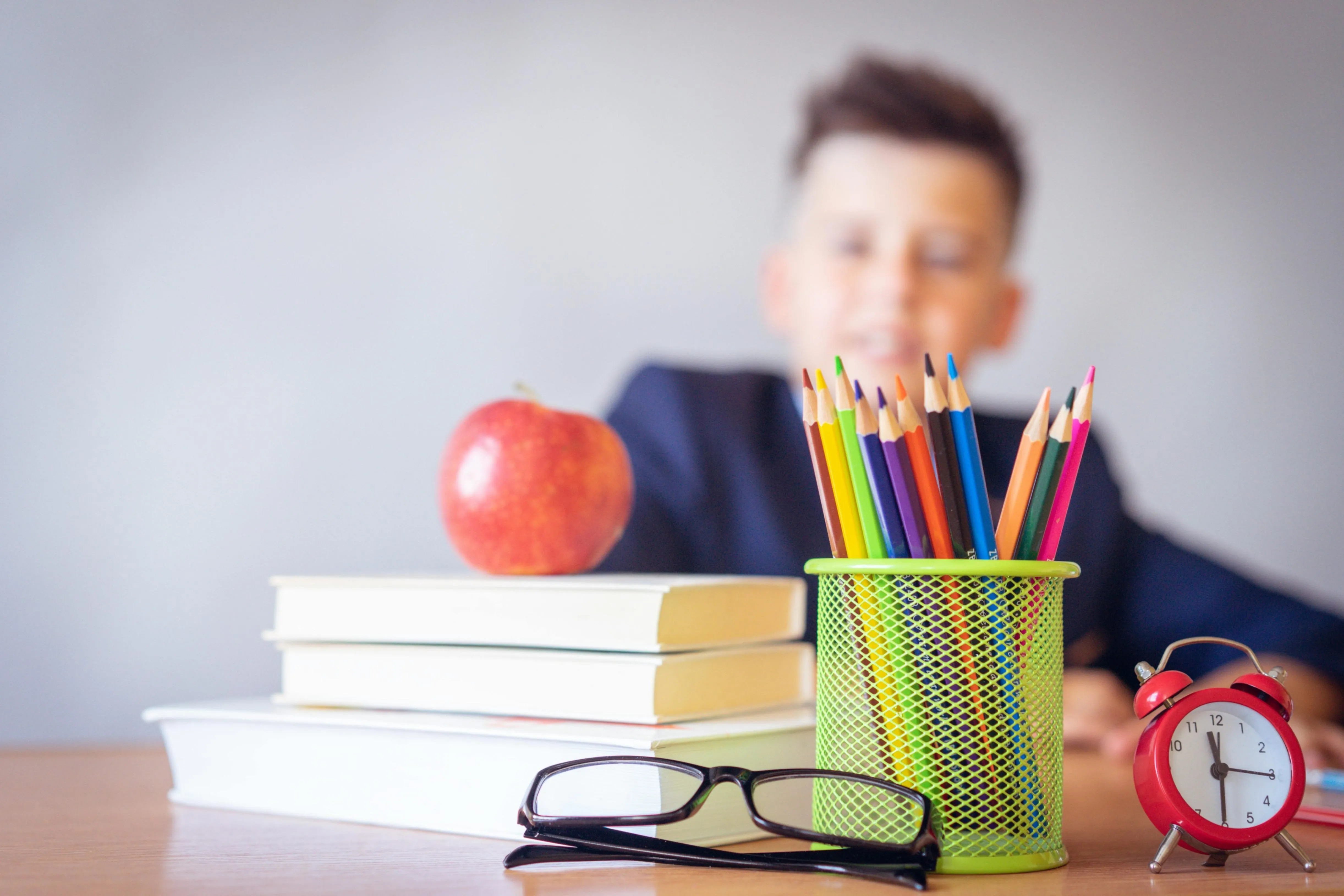 Person, Accessories, Glasses, Face, Head, Apple, Fruit, Plant, Produce, Pencil