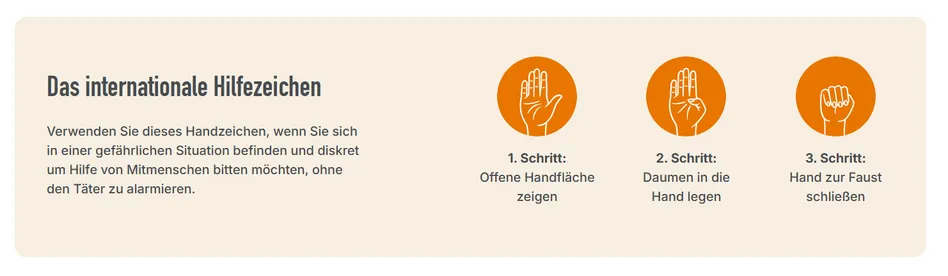 Zwei Schritte zum Zeichen. Zuerst öffnen Sie Ihre Handfläche. Zweitens legen Sie Ihren Daumen in die Handfläche.