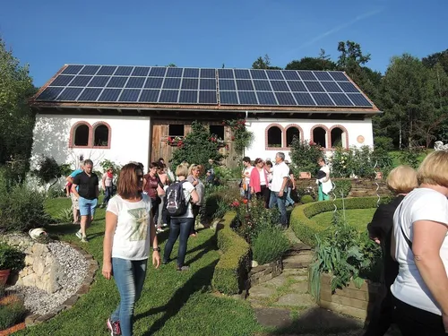 Solar Panels, Grass, Outdoors, Person, Jeans, Garden, Villa, Potted Plant, Shoe, Handbag