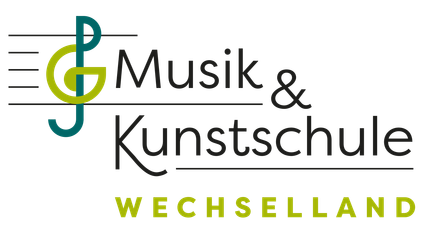 Ein schwarzer Hintergrund mit weißem Text, der 'Musik & Kunstsch Wechsel' lautet. Das Wort 'Musik' ist in fetter, gelber Schrift, während 'Kunstsch' in einer stilisierten, kursiven Schrift ist. Darunter steht das Wort 'Wechsel' in großer, gelber Schrift.