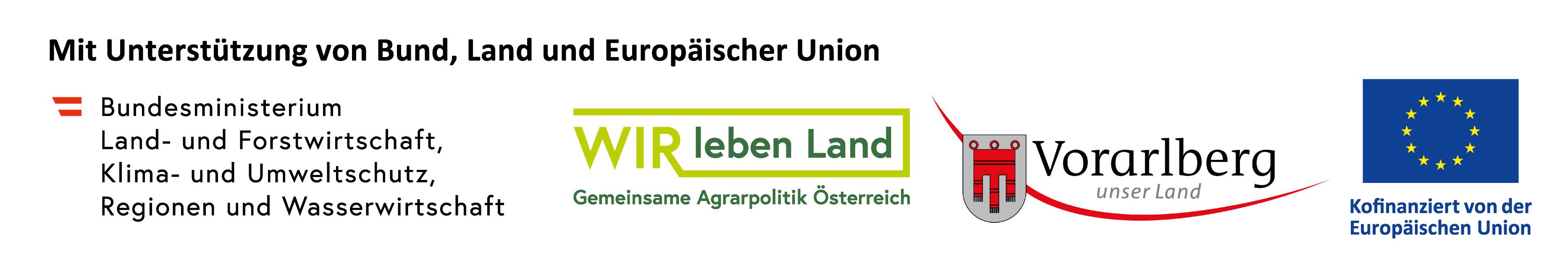 Logo für eine Agrarpolitikinitiative der Europäischen Union mit den Worten 'Leben Land' und 'Zusammen Agrarpolitik Osterreich' in Grün und Gelb.