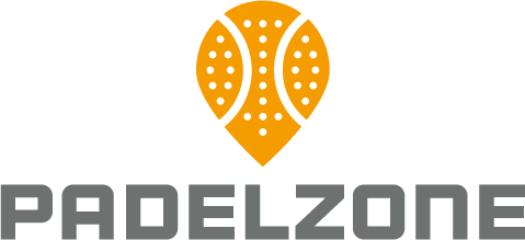 Ein gelbes Basketball-Symbol mit schwarzen Punkten auf schwarzem Hintergrund, darunter steht 'PadelZone' in Grau.