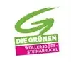 Ein Logo mit einem grünen Pfeil, der nach rechts zeigt, und dem Text 'Die Grünen' in fetter Schrift darunter. Darunter stehen die Worte 'WOLLERSDORF-STEINABRUCKEL' in kleinerer Schrift.
