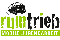 Logo von Rumtrieb mit einem Van und dem Text 'Mobile Jugendarbeit'.