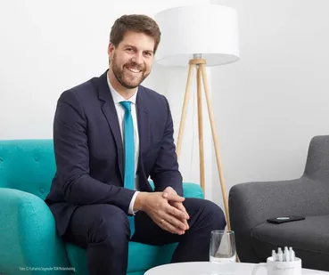 Lamp, Person, Sitting, Adult, Male, Man, Suit, Blazer, Floor Lamp, Face