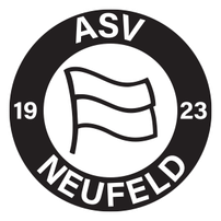 Das Logo für ASV Neufeld, mit einer Flagge mit drei horizontalen Streifen und den Zahlen 19 und 23 auf beiden Seiten.