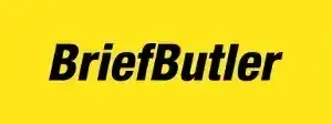 Das Bild zeigt das Wort 'BriefButler' in fetter schwarzer Schrift auf hellgelbem Hintergrund. Das Design ist klar und einfach, ohne zusätzliche Grafiken oder Text.