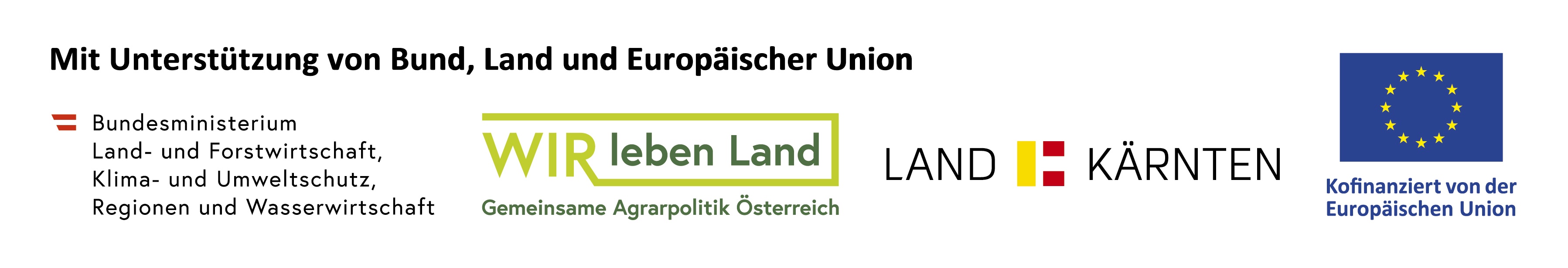 Ein weißer Hintergrund mit einem grünen Kasten, der die Worte 'eben Land' enthält. Darunter steht 'Agrrarpolitik Österreich' in Grün geschrieben. 'Europäischer Union' ist oben angezeigt. Das Bild ist im Querformat.