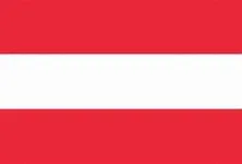 Eine Flagge mit einem roten oberen Teil und einem weißen unteren Teil. Die roten und weißen Farben sind durch einen dünnen weißen Streifen getrennt.