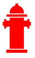 Ein rotes Feuerwehrhydranten-Symbol mit weißem Hintergrund, mit einem kreuzförmigen oberen und unteren Teil.