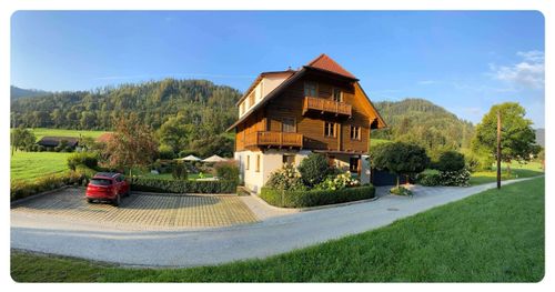 Nature, Outdoors, Scenery, Grass, Car, Neighborhood, Landscape, Tree, Cottage, Housing
