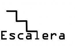 Das Bild zeigt das Wort 'Escalera' in einer stilisierten Schrift mit einer aufsteigenden Linie über dem Wort.