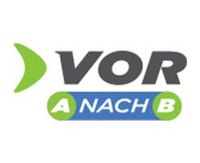 Das Logo für 'Vor A Nach B' zeigt einen grünen Pfeil nach rechts mit 'Vor' in großen grauen Buchstaben und 'A Nach B' in einem blau-grünen Oval.