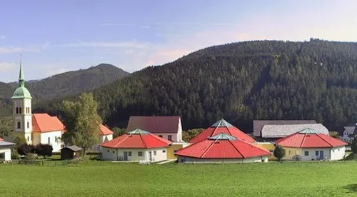 Nature, Outdoors, Countryside, Building, Hotel, Resort, Rural, Village, Grass, Plant