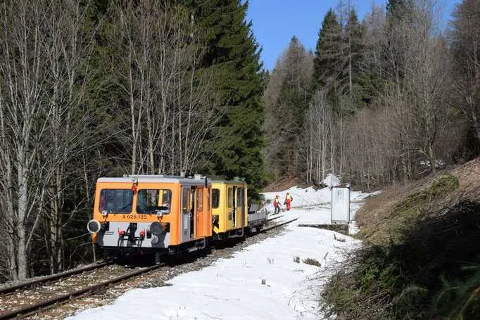 Railway, Train, Transportation, Vehicle, Person