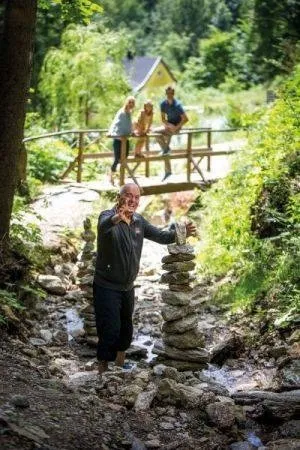 Nature, Outdoors, Stream, Water, Hiking, Person, Vegetation, Rainforest, Creek, Path