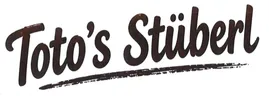 Das Bild zeigt das Logo für Totos Stüberl, wobei der Name in einer kursiven Schrift mit einer dekorativen Linie darunter geschrieben ist.