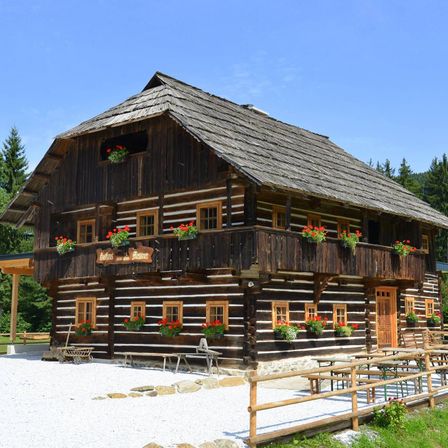 Bild enthält, Architecture, Building, Cabin, House, Housing, Log Cabin, Wood, Plant
