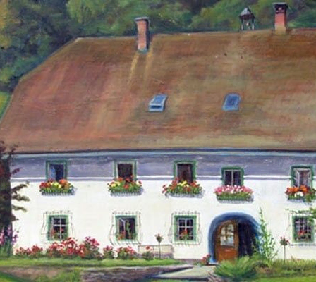 Bild enthält, Architecture, Building, Cottage, House, Housing, Villa, Outdoors, Cow, Nature, Grass