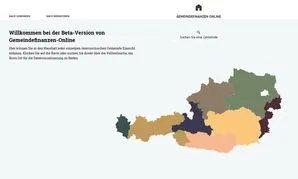 Willkommen bei der Beta-Version von Gemeindefindern-Online. Der Dienst befindet sich in der Testphase und wird kontinuierlich weiterentwickelt. Fehler, Funktionen und Daten können sich ändern. Für die Datenverarbeitung in Österreich.