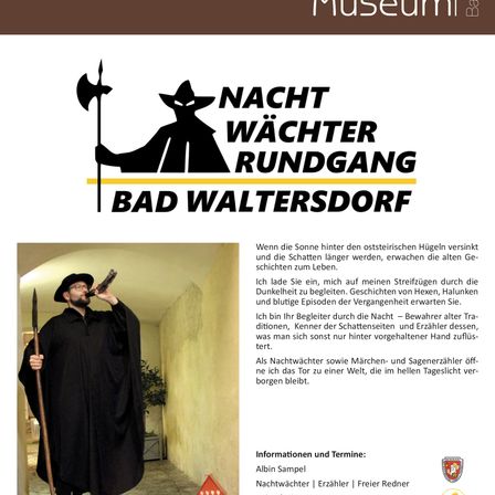 Ein Mann verkleidet als Nachtwächter, trägt einen Umhang und einen Hut und trinkt aus einem Horn. Der Text beschreibt einen Nachttourguide in Bad Waltersdorf.