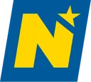 Ein gelber Stern mit einem gelben Buchstaben N auf blauem Hintergrund.