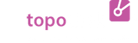 Das Logo für 'topothek' auf schwarzem Hintergrund zeigt ein rosa Quadrat mit einem weißen Scherensymbol. Unten steht in Weiß 'Unsere Geschichte, unser Archiv.'