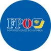 Blaues kreisförmiges Logo mit 'FPO' in Weiß und einem stilisierten Adler in Rot und Gelb, darunter steht 'MARKTGEMEIDE EICHGRABEN'.