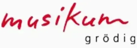 Das Logo für Musikum Grödig, in Rot auf weißem Hintergrund geschrieben.
