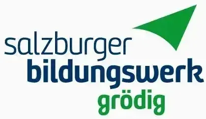 Logo des Salzburger Bildungswerks mit dem Text 'Salzburger Bildungswerk Grodig' und einem grünen Pfeil nach rechts.