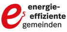 Ein rotes E5-Logo auf schwarzem Hintergrund mit weißem Text 'energie-effizient gemeinden'.