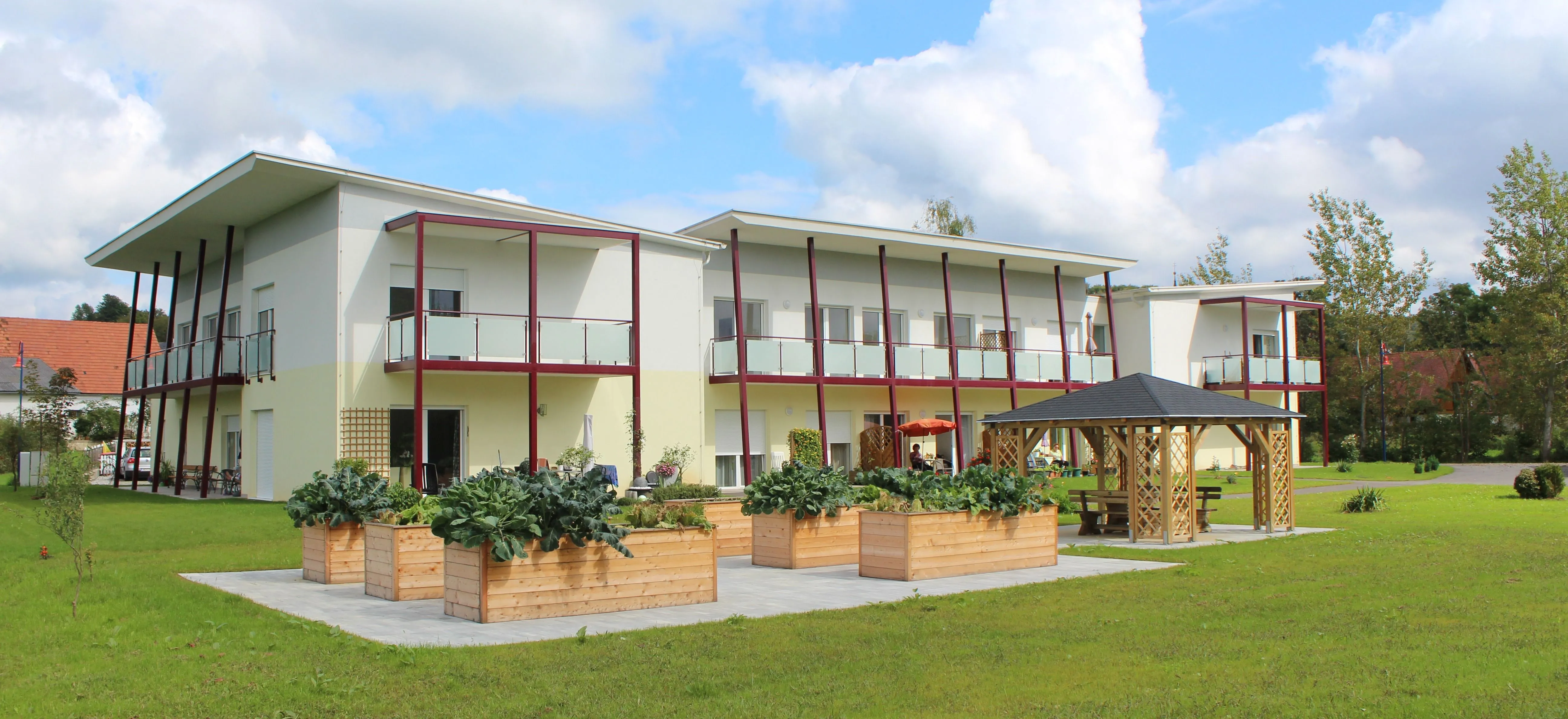 Building, House, Housing, Villa, Hotel, Resort, Grass, Plant, Person, Lawn