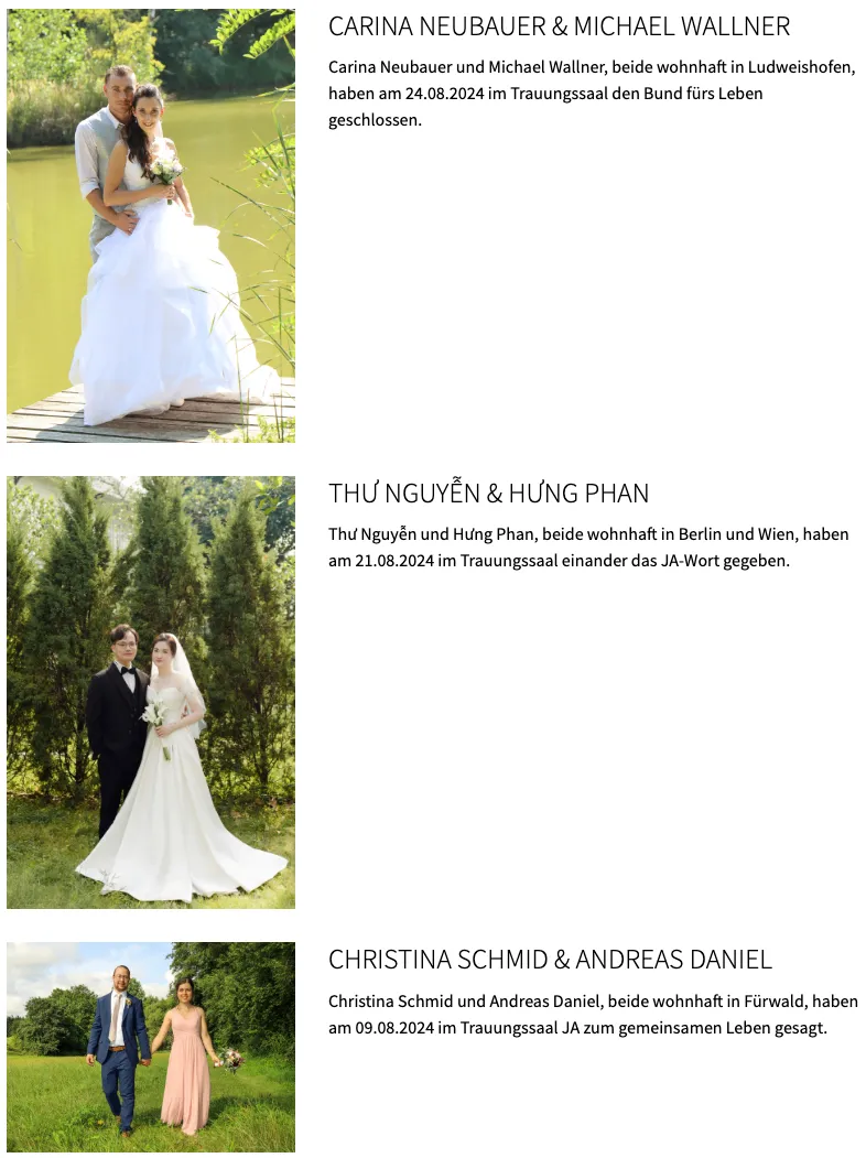 Ein Hochzeitspaar steht auf einem hölzernen Steg. Thu Nguyen und Hung Phan haben am 21.08.2024 im Trauungssaal das JA-Wort gegeben.