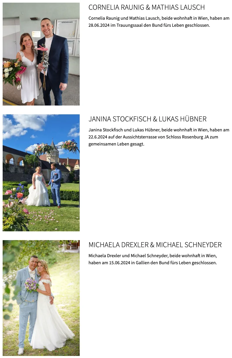 Janina Stockfisch und Lukas Hübner, beide in Wien lebend, haben am 22.6.2024 auf der Aussichtsterrasse von Schloss Rosenberg JA zum gemeinsamen Leben gesagt.