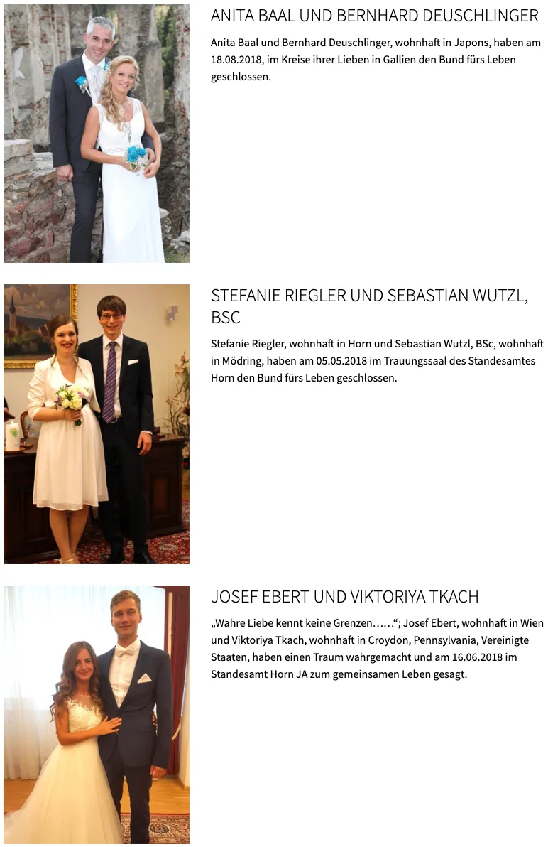 Stefanie Riegler und Sebastian Wutzl, BSC, haben am 05.05.2018 im Trauungssaal des Standesamtes in Mödling den Bund fürs Leben geschlossen.