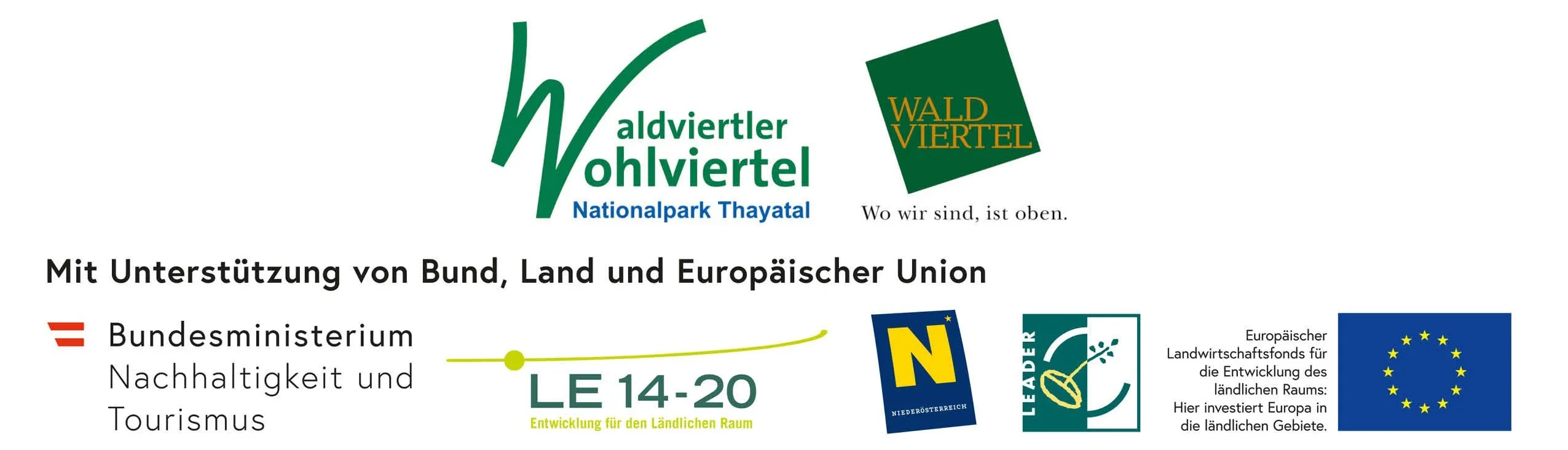 Werbung für den Nationalpark Thayatl mit grünen und gelben Logos und der Nummer 14-20. Der Text ist teilweise verdeckt.