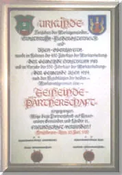 Urkunde für Gemeindepartnerschaft