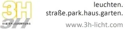 Ein Logo für 3H Beleuchtung, mit einem gelben und weißen Farbschema, wobei der Text '3H' prominent angezeigt wird und die Website 'www.3h-licht.com' darunter steht.