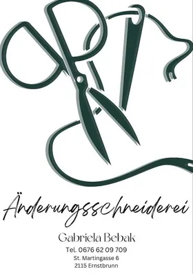 Ein Logo für einen Friseursalon namens 'Änderungsschneiderei' mit einer Schere und einer Haarsträhne.
