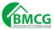 Das Logo von Baumeister DI Christoph Gangl, mit einem grünen Haussymbol und einem grünen Kreis darum herum.