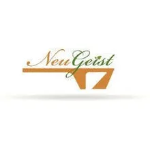 Das Logo für New Geist, das eine stilisierte orangefarbene Bank mit einem grünen Blatt darauf zeigt, vor weißem Hintergrund.