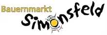 Das Bauermarkt Simonsfeld Logo zeigt einen gelben Kreis mit einem Explosionsmuster und dem Wort 'Simonsfeld' in schwarzem, fetten Schrift.