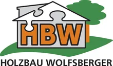 Ein Logo für Holzbau Wolfsberger, das ein Puzzleteil geformtes Haus mit den Initialen 'HBW' prominent zeigt.