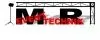 Das Logo für M.R. Eventtechnik, mit einem fetten schwarzen und roten Design und einem Mikrofonständer im Hintergrund.