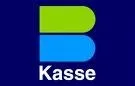 Das Logo für Kasse zeigt ein blaues und grünes 'B' mit weißer Umrandung auf einem blauen Hintergrund.