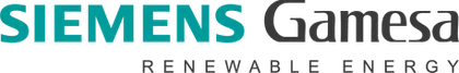 Das Siemens Gamesa Logo, mit dem Firmennamen in Blau und den Worten Erneuerbare Energien in Schwarz auf schwarzem Hintergrund.